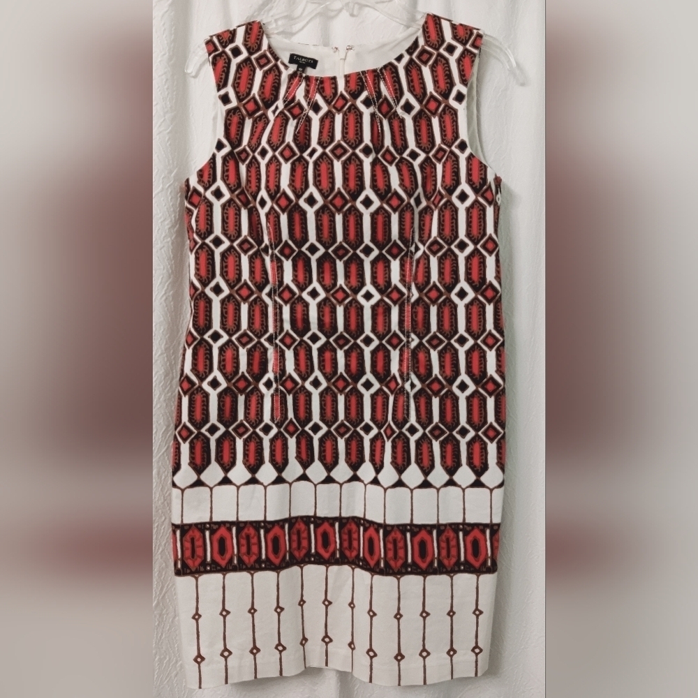 Talbots Dress Geometric Printed Sleeveless Shift Dress Size 10P